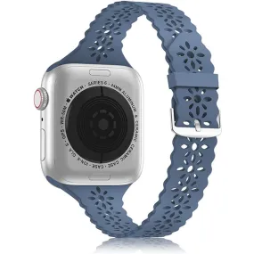 Apple Watch (45mm) stylish blossom silicone watch strap - Blue