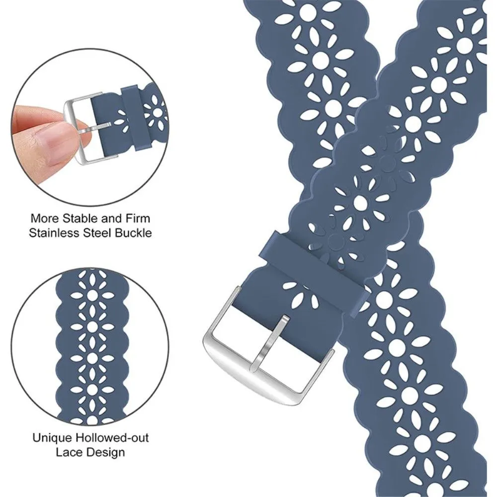 Apple Watch (45mm) stylish blossom silicone watch strap - Blue