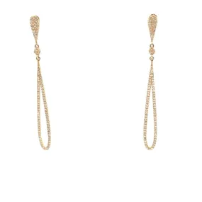 Art Deco Diamond Thin Teardrop Dangle Earrings