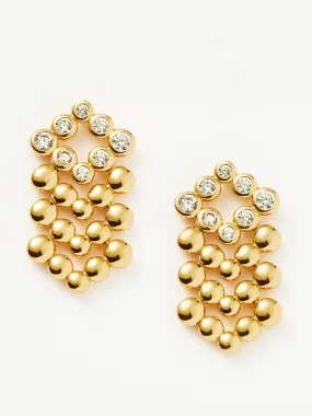 Articulated beaded stone chandelier earrings