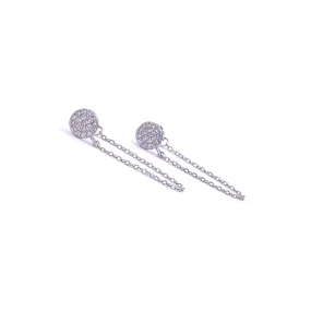 Ashley Gold Sterling Silver CZ Disc Drop Chain Earrings