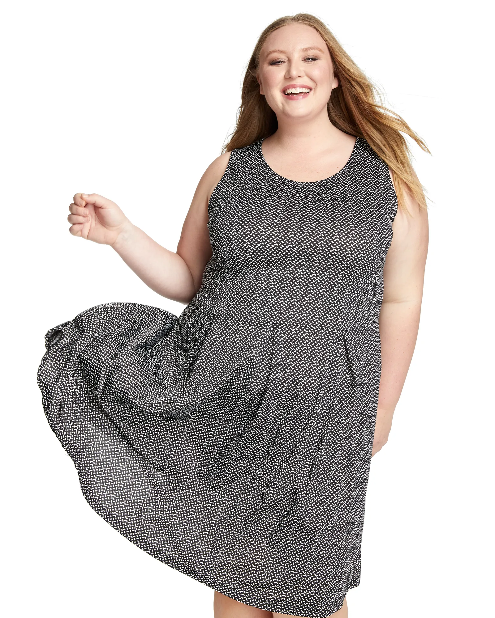 Aurora Sleeveless Fit and Flare | Black / White