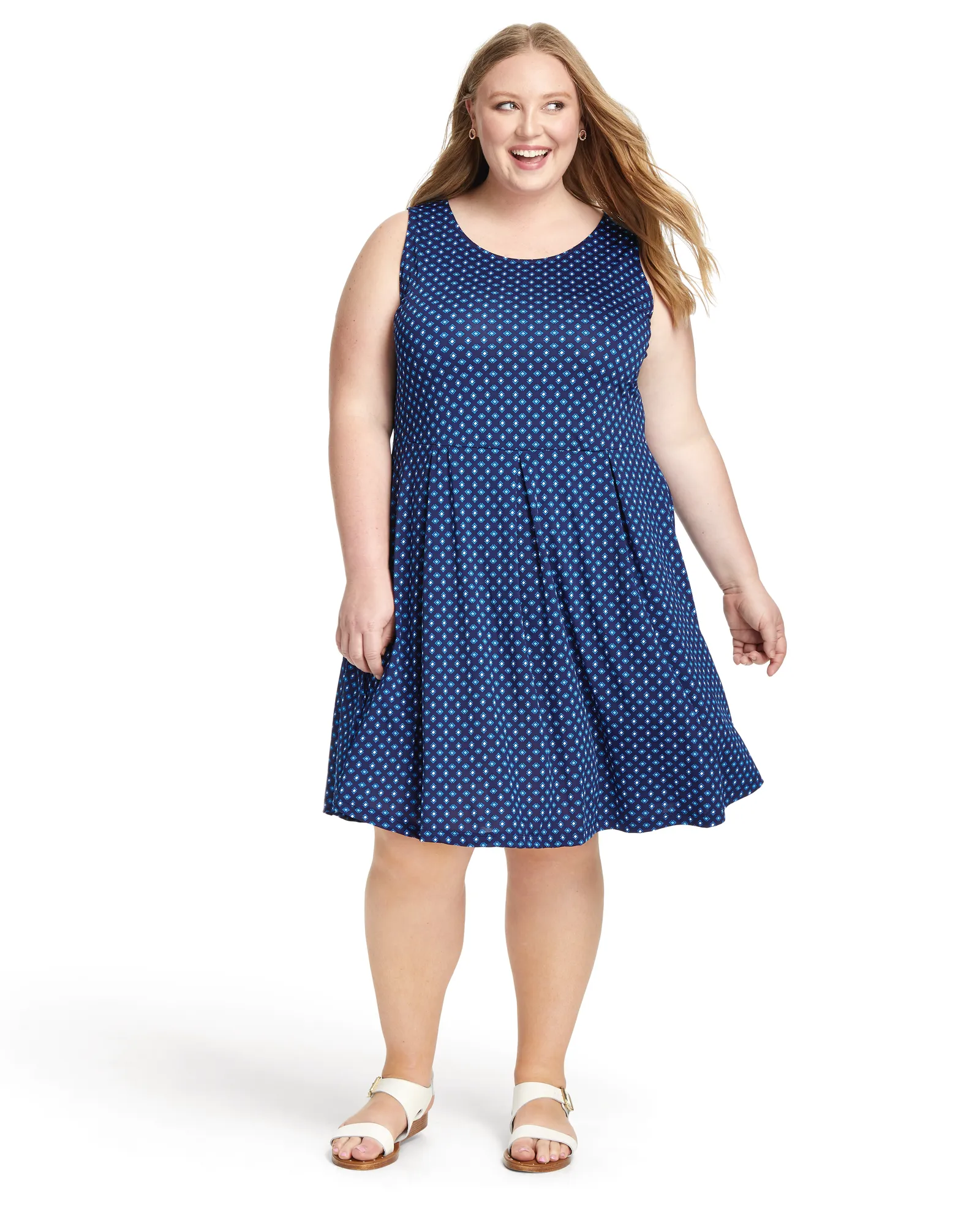 Aurora Sleeveless Fit and Flare | Navy / Azure Blue