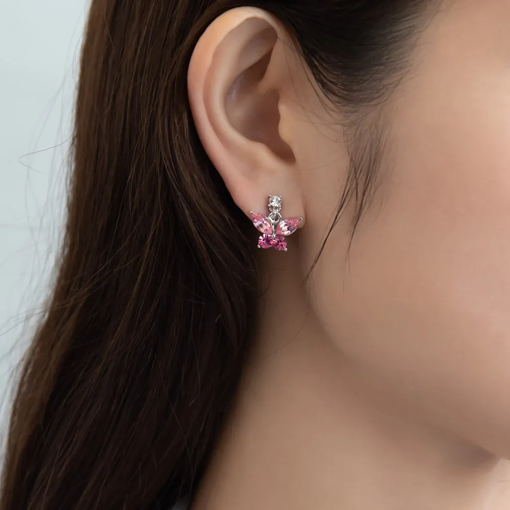Beaded Butterfly Clip On Earrings