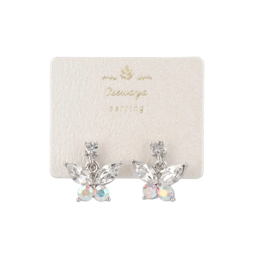 Beaded Butterfly Clip On Earrings