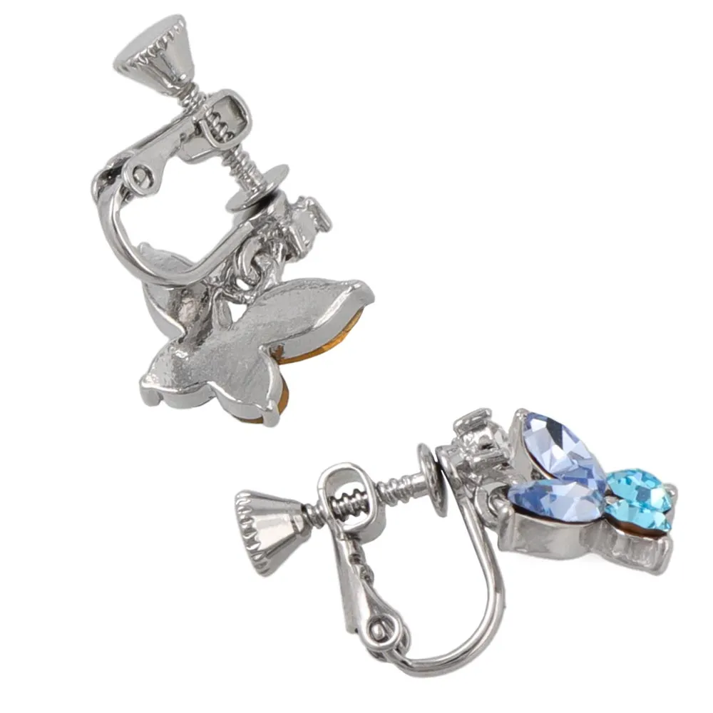 Beaded Butterfly Clip On Earrings
