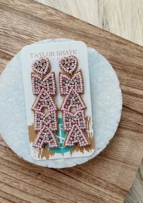Beaded Mama Earrings - Pink