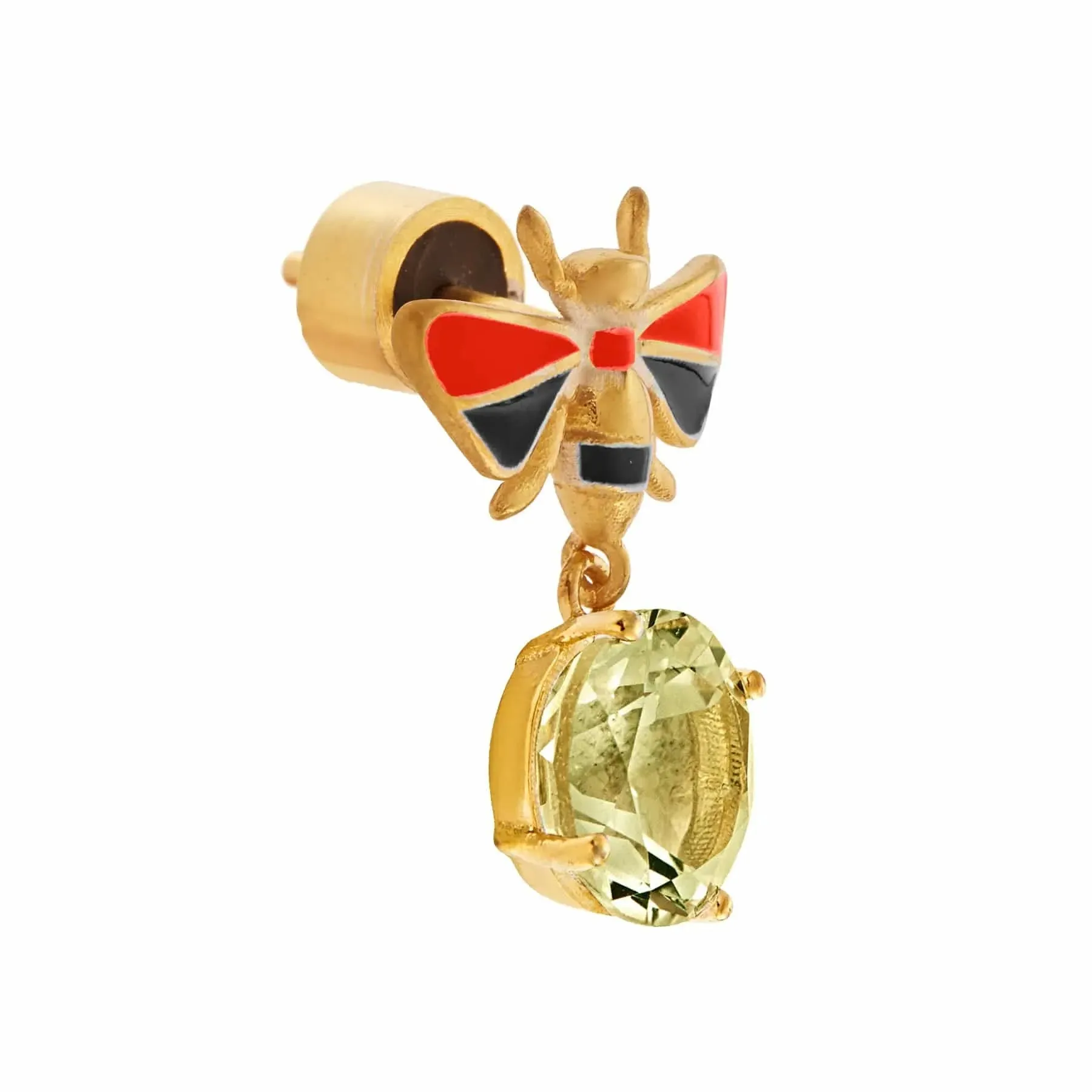 Bee Stud Lemon Topaz Neon Orange Black