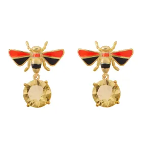 Bee Stud Lemon Topaz Neon Orange Black