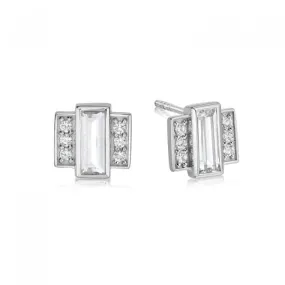 Beloved White Topaz Baguette Stud Sterling Silver Earrings JE01_SLV