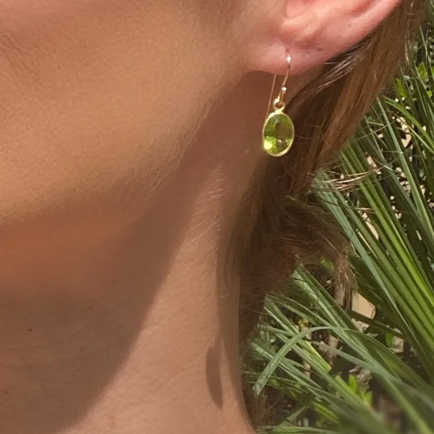 Bezeled Oval Gemdrop Earrings - Pink Topaz