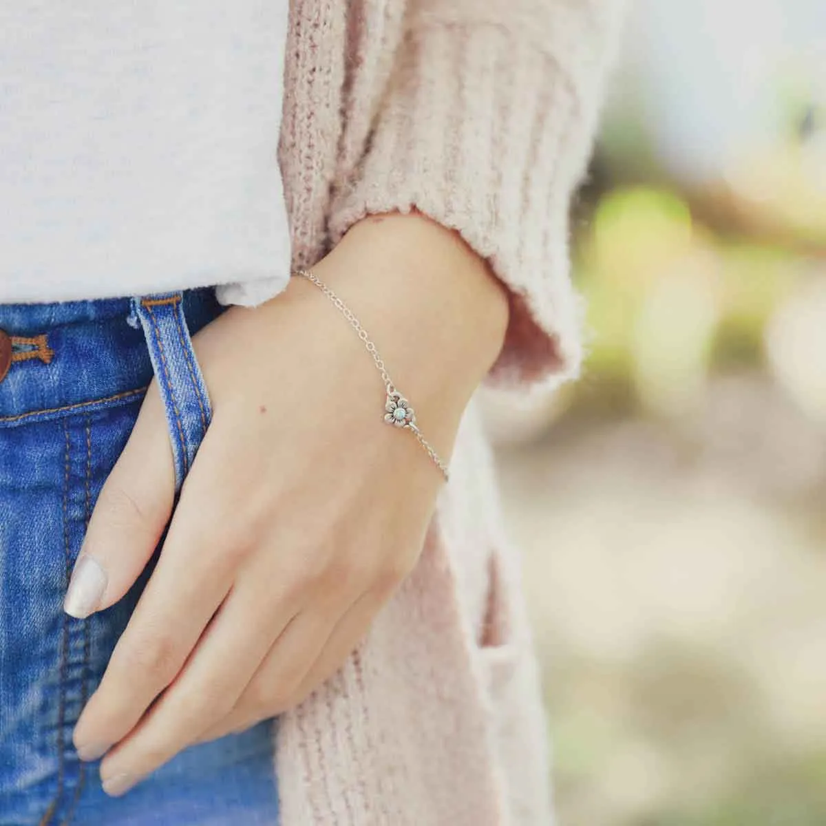 Birthstone Bloom Bracelet {Sterling Silver}