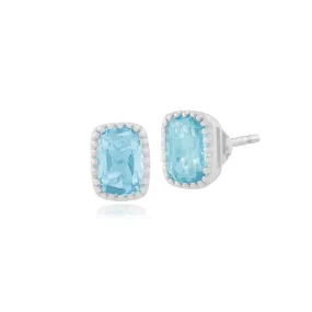 Blauer Topas Ohrringe, 9ct Weiss Gold 1.33ct Blauer Topas Ohrstecker
