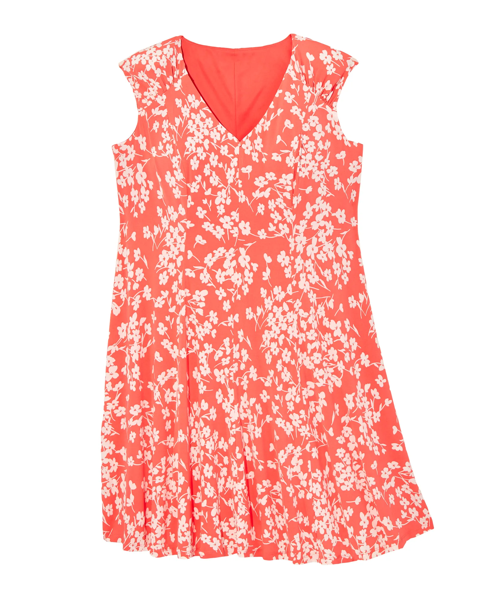 Blossom Sleeveless A-Line Knit Dress | Coral / White
