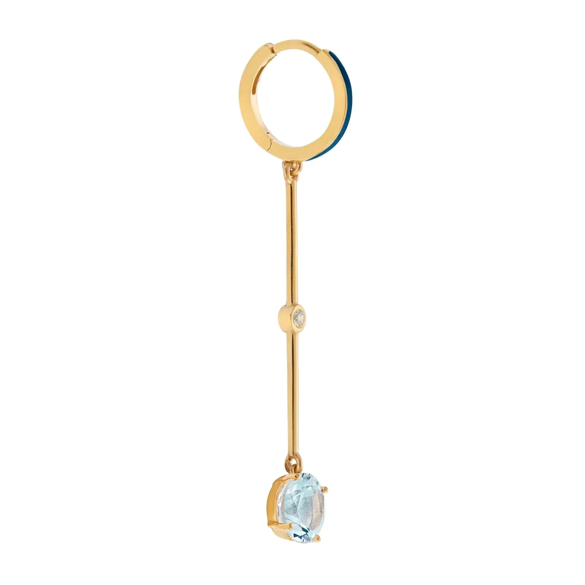Blue Enamel Blue Topaz Long Hoops