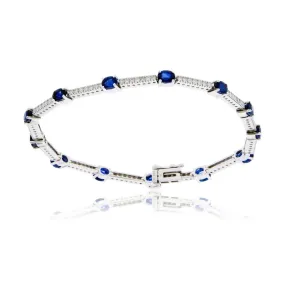 Blue Sapphire & Diamond Channel Tennis Style Bracelet
