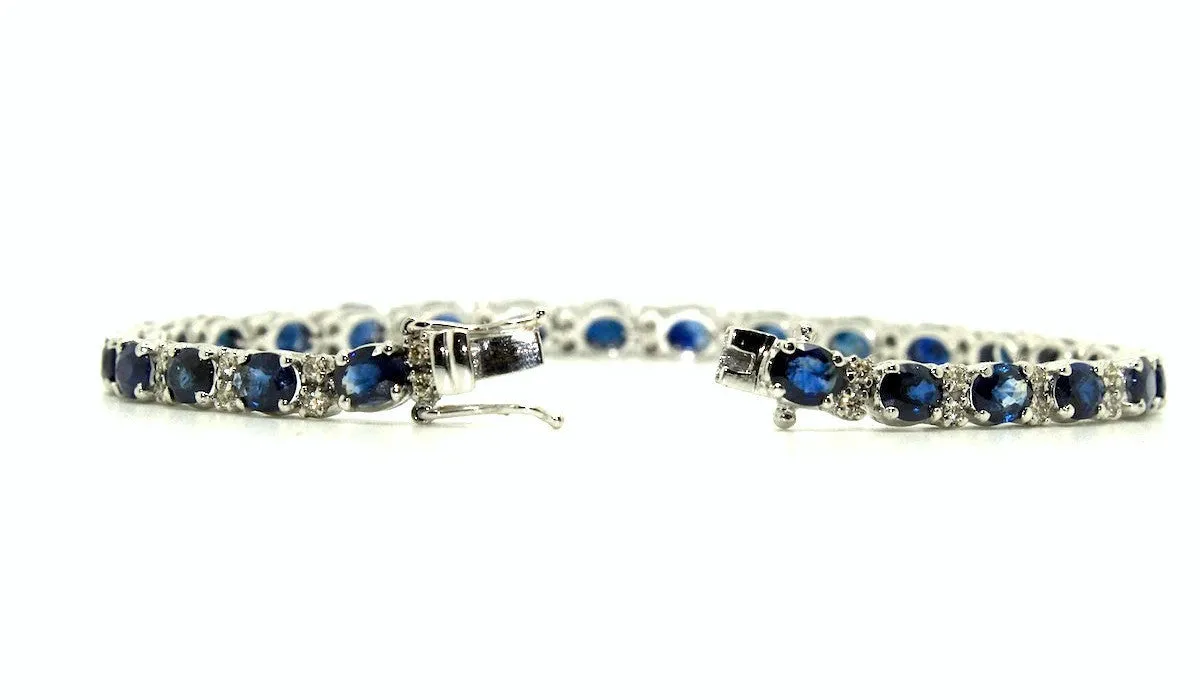 Blue Sapphire And Diamond Tennis Bracelet Ad No.1057