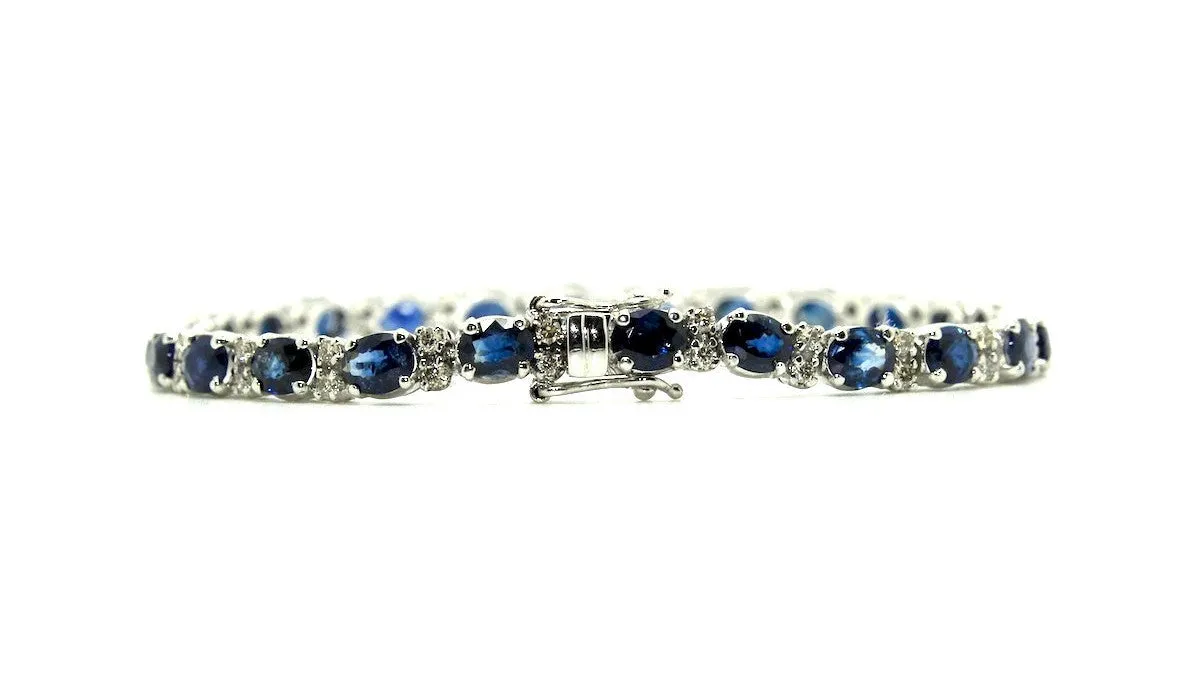 Blue Sapphire And Diamond Tennis Bracelet Ad No.1057