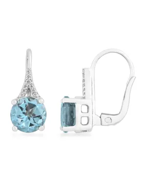 Blue Topaz Earrings - 10ct White Gold Blue Topaz & Diamond Earrings - 788036