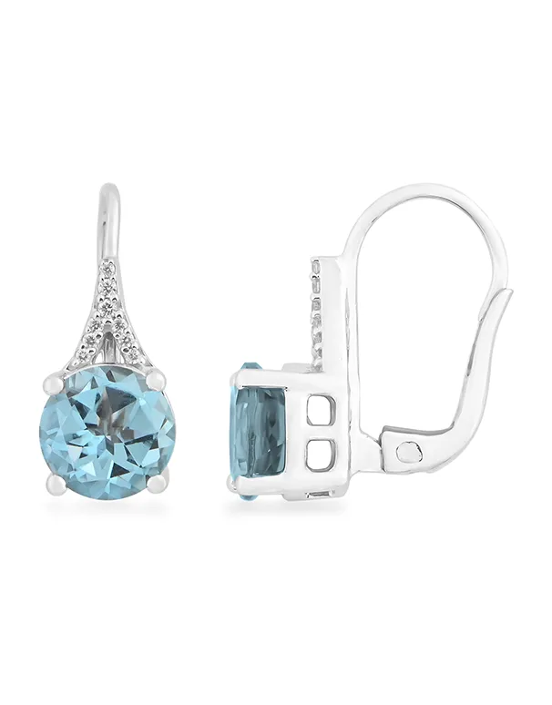 Blue Topaz Earrings - 10ct White Gold Blue Topaz & Diamond Earrings - 788036