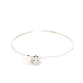 Bracelet - Bangle Sterling Silver & Rose Quartz Charm