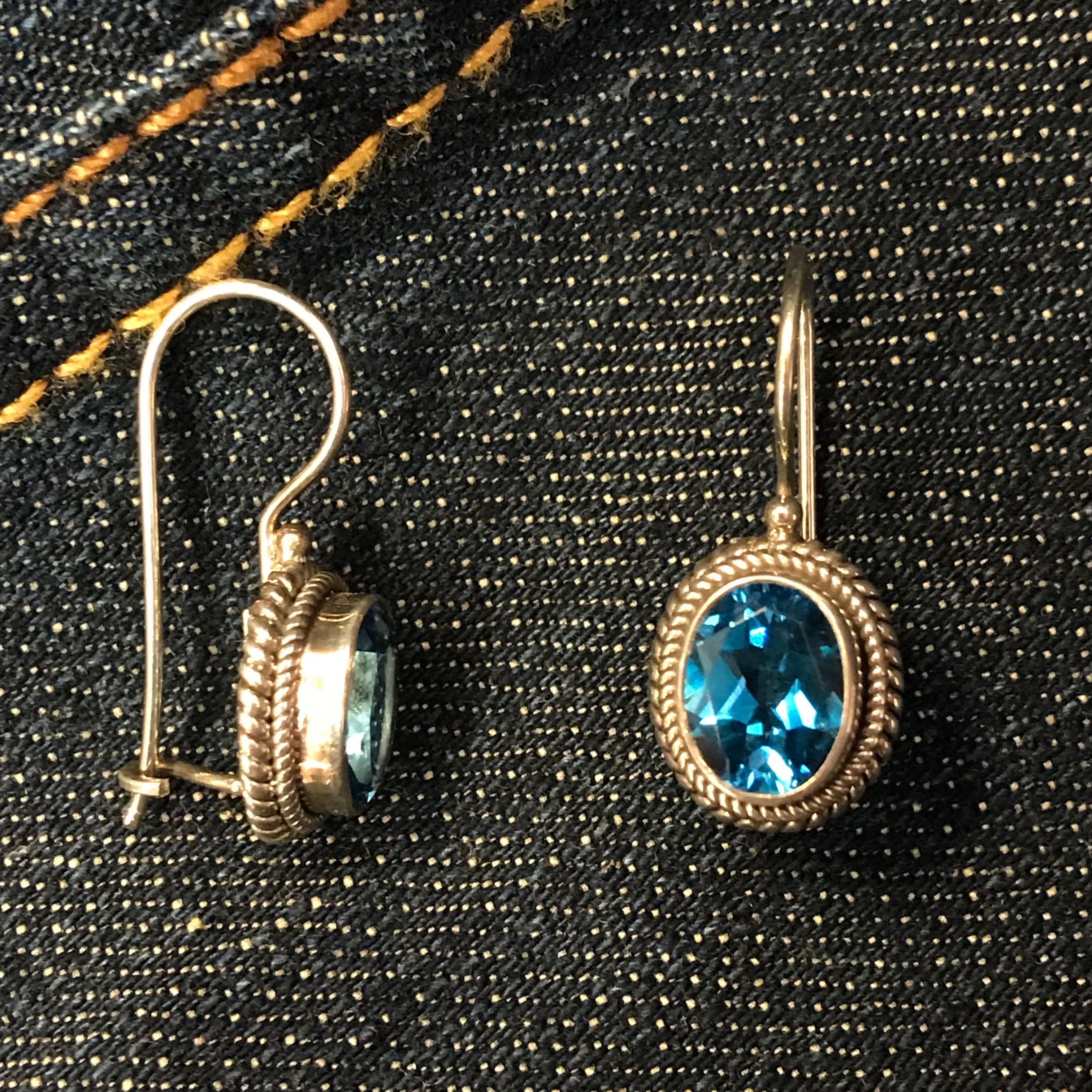 Braided oval Blue Topaz earrings