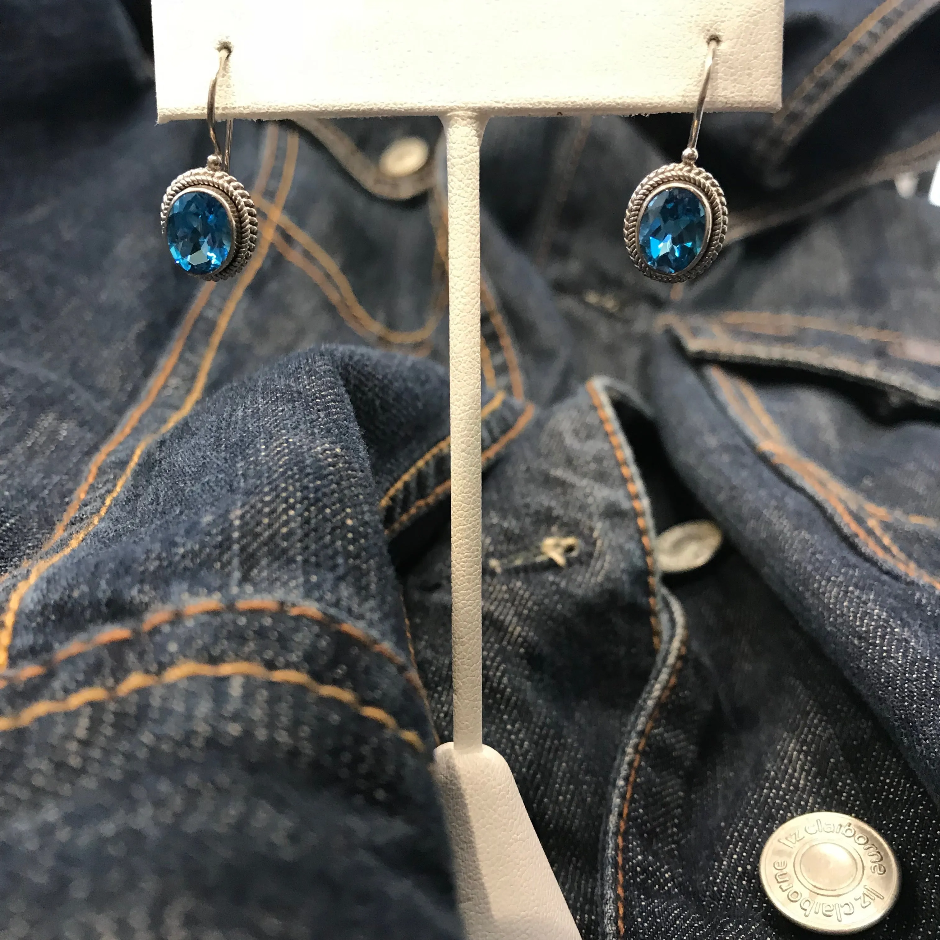 Braided oval Blue Topaz earrings