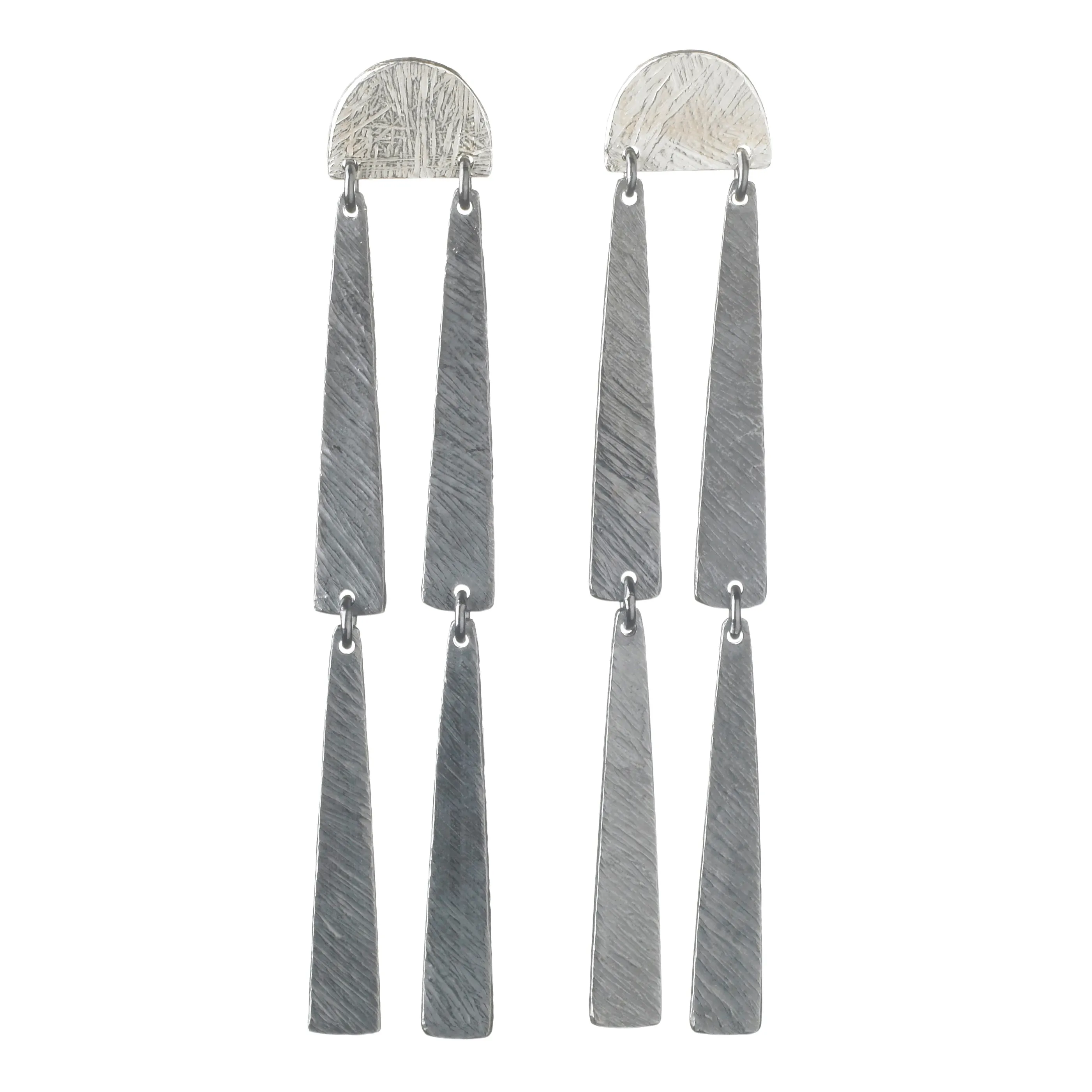 Carved Half-Circle and Triangles Earrings - small