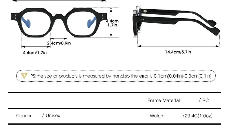 CCspace Unisex Full Rim Flat Top Polygon Polycarbonate Reading Glasses R57193