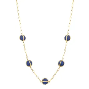 Celest Lapis Lazuli 18-Inch Paperclip Chain Necklace
