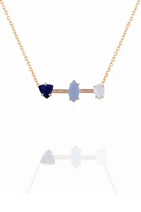 Cerulean 3 Stone Pave Bar Necklace