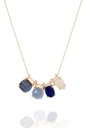 Cerulean Multi Gem Cluster Necklace