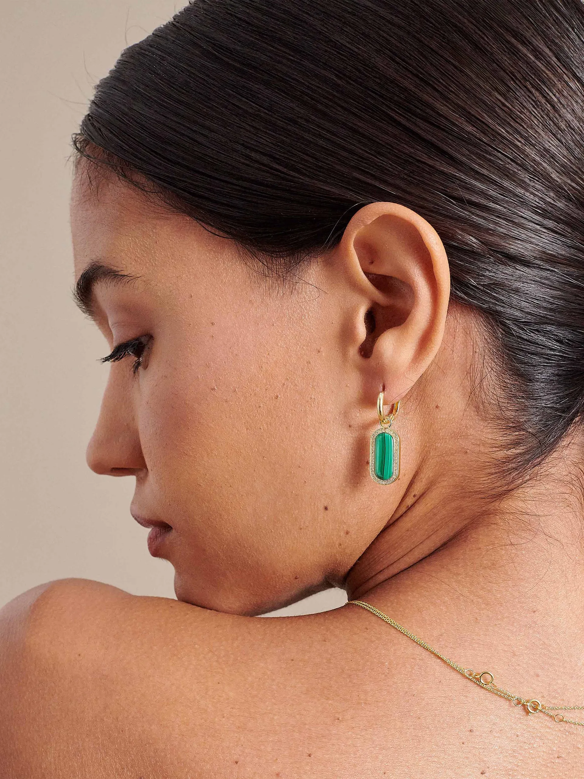 Charlotte Collins malachite drop earrings