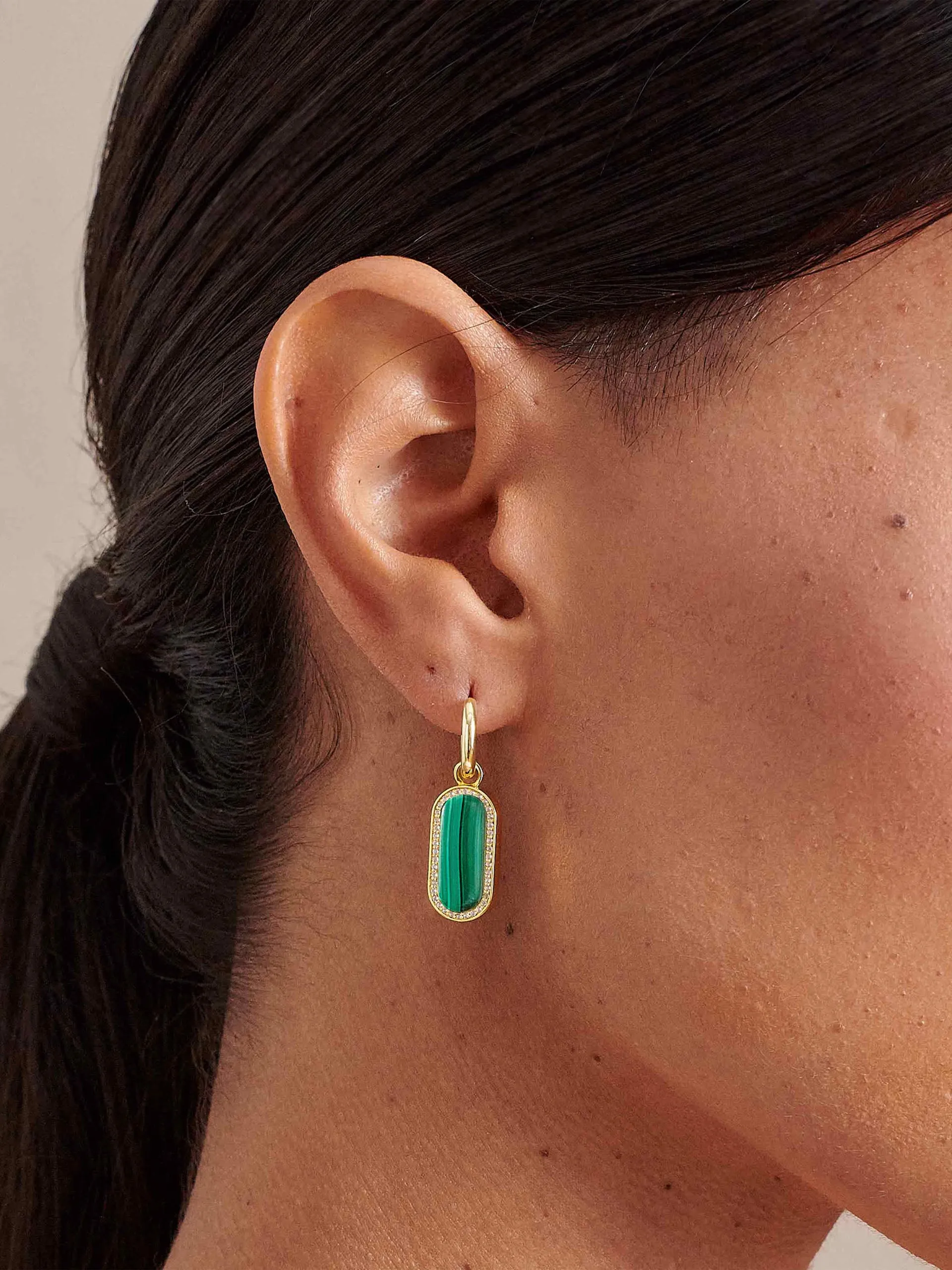 Charlotte Collins malachite drop earrings