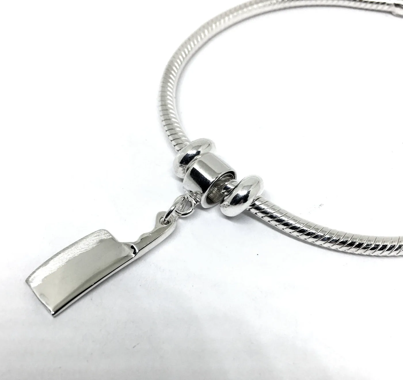 Chef Cleaver Charm Bracelet with Snake Chain
