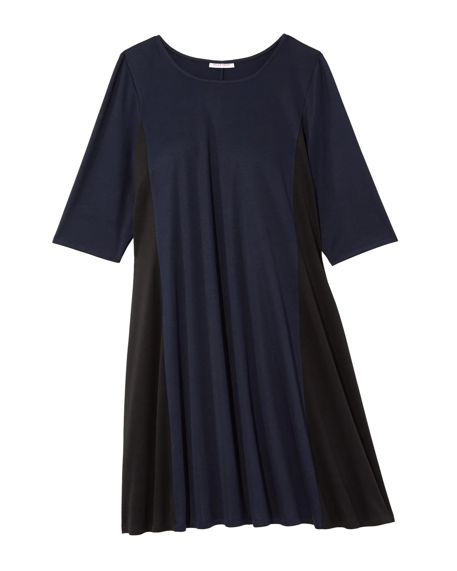 Chicago  3/4 Sleeve Color Block Shift Dress | Navy