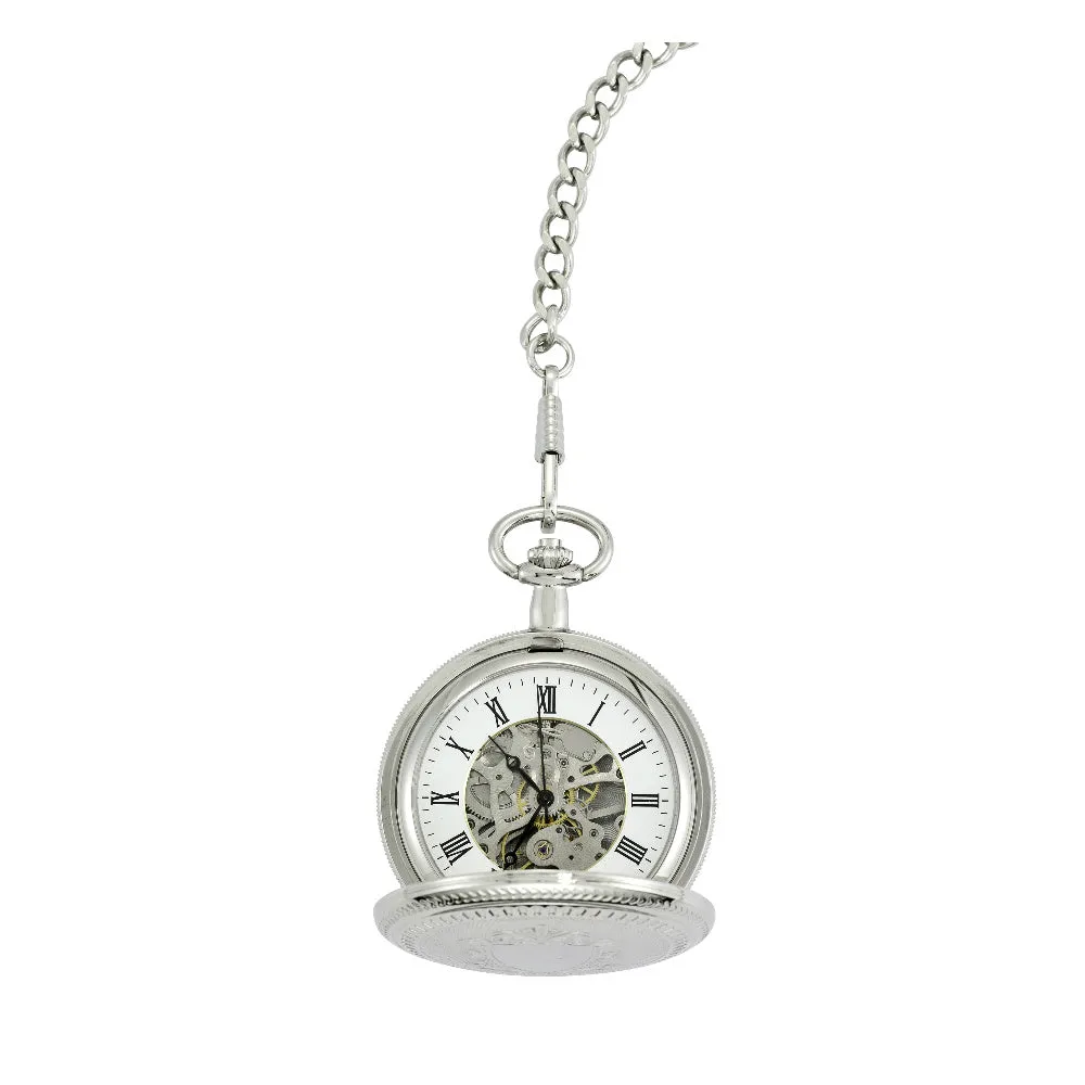 Chrome Plated Full Hunter Pocket Watch