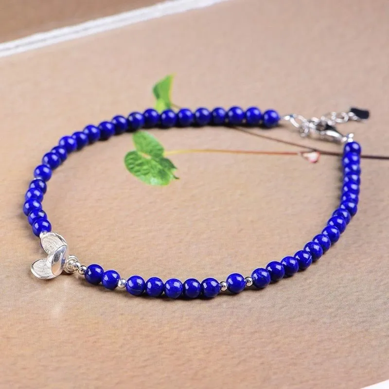 Cleansing Lapis Lazuli S925 Silver Adjustable Anklet