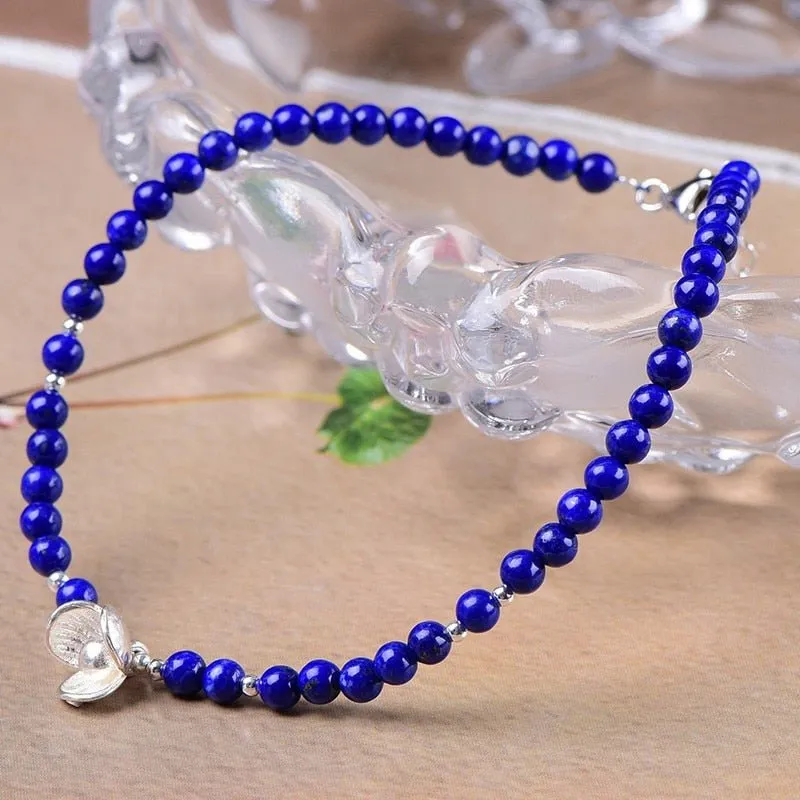Cleansing Lapis Lazuli S925 Silver Adjustable Anklet