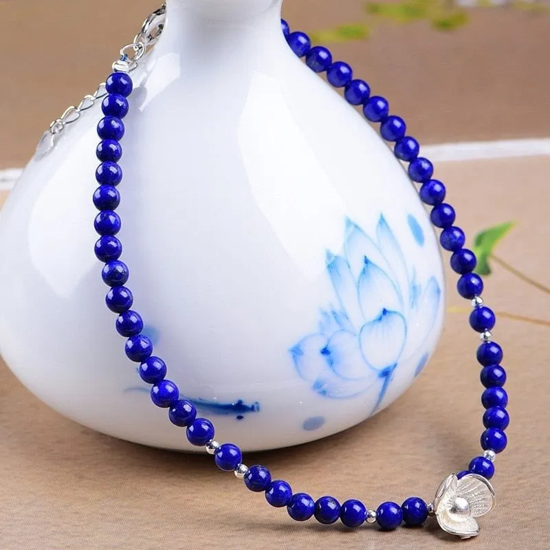 Cleansing Lapis Lazuli S925 Silver Adjustable Anklet