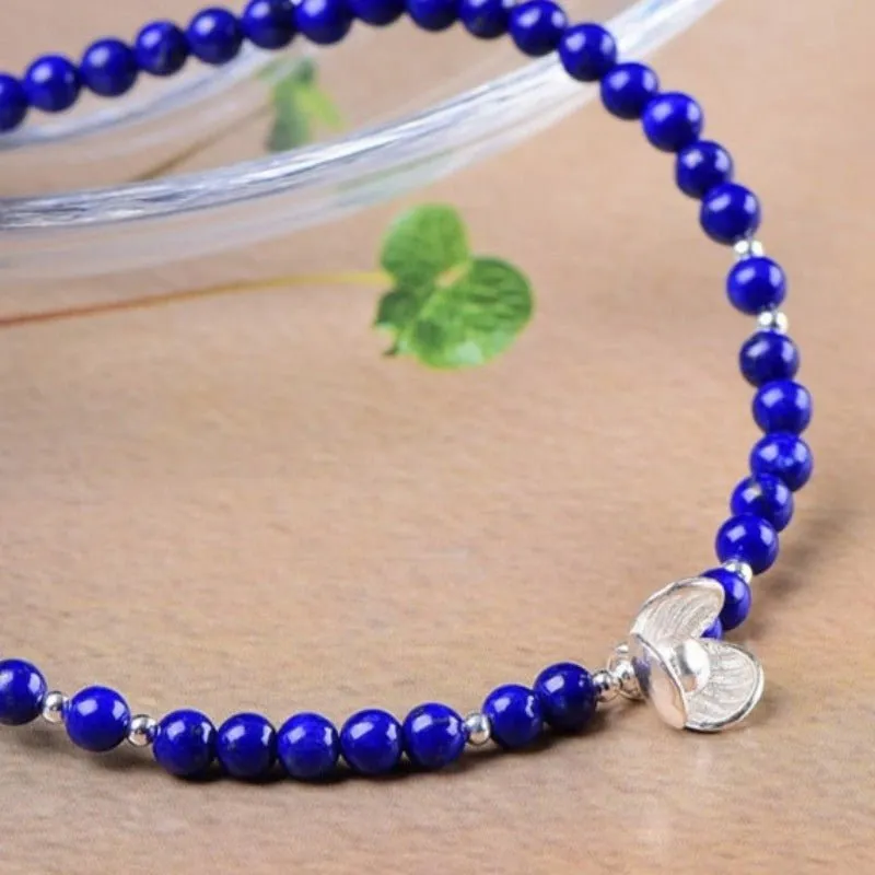 Cleansing Lapis Lazuli S925 Silver Adjustable Anklet