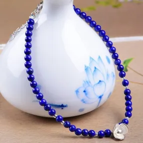 Cleansing Lapis Lazuli S925 Silver Adjustable Anklet