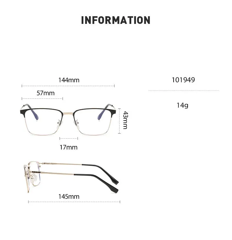 Cubojue Men's Full Rim Square Titanium Reading Glasses 101979