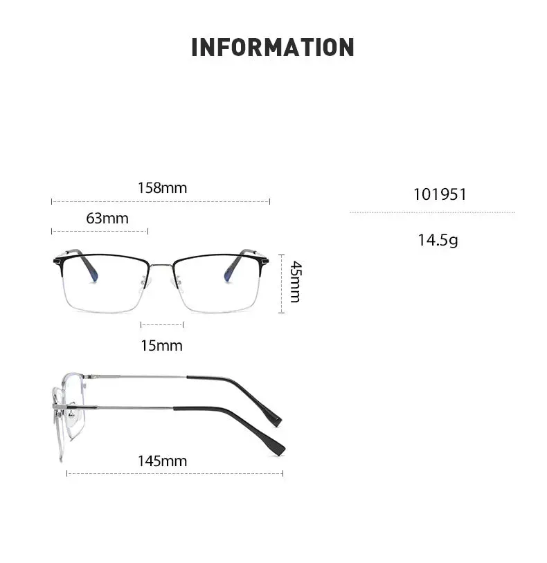 Cubojue Men's Full Rim Square Titanium Reading Glasses 101979