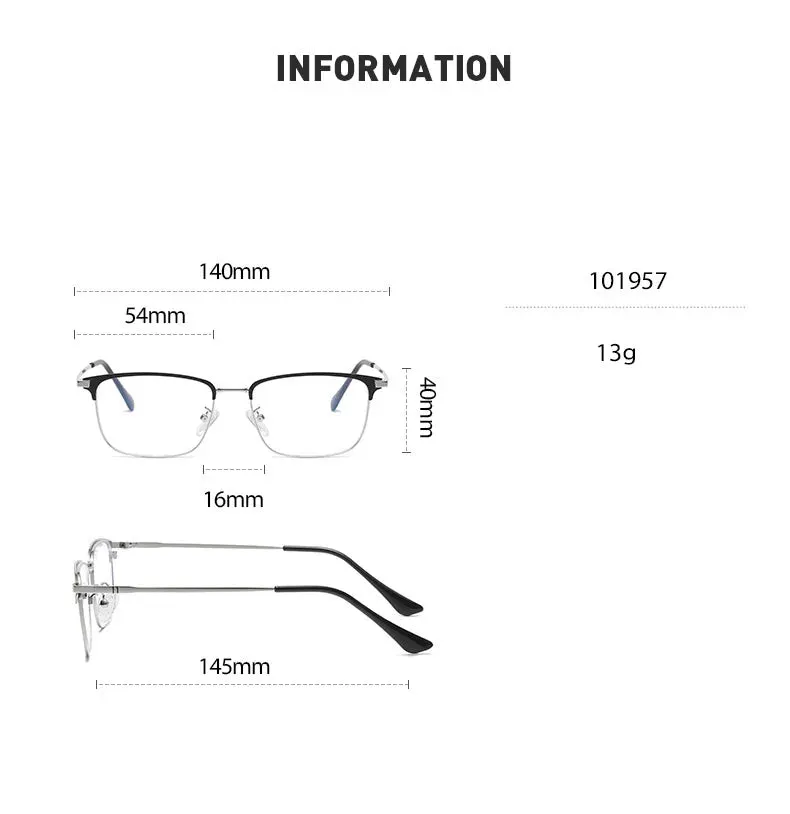 Cubojue Men's Full Rim Square Titanium Reading Glasses 101979