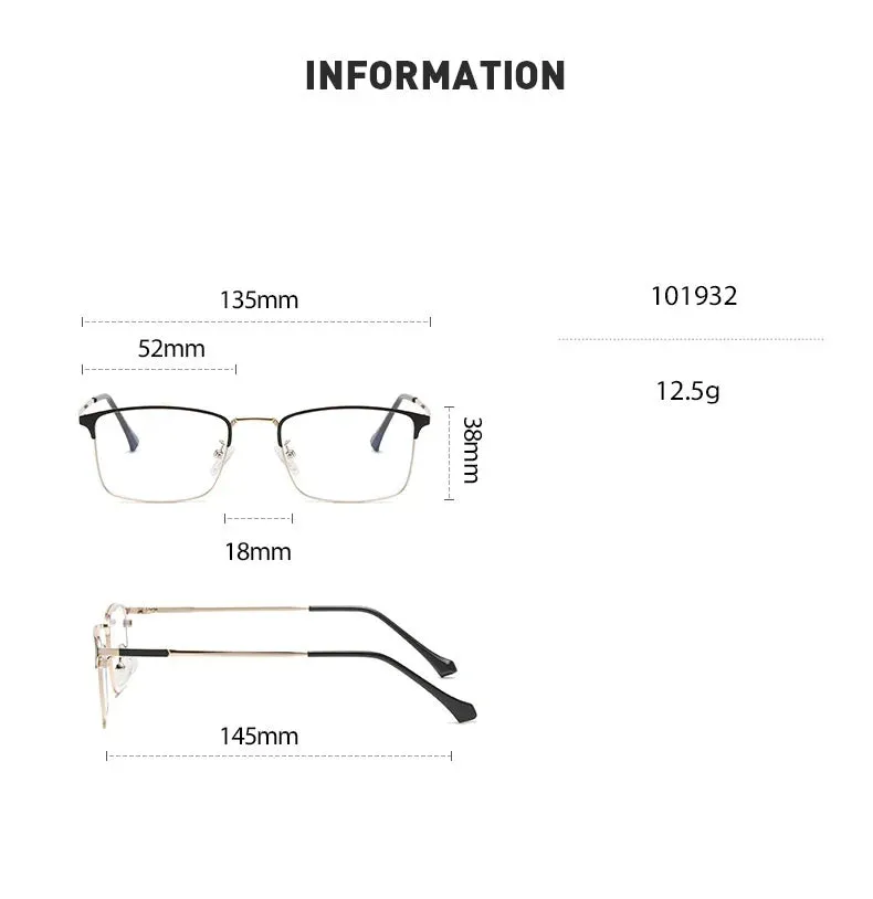 Cubojue Men's Full Rim Square Titanium Reading Glasses 101979