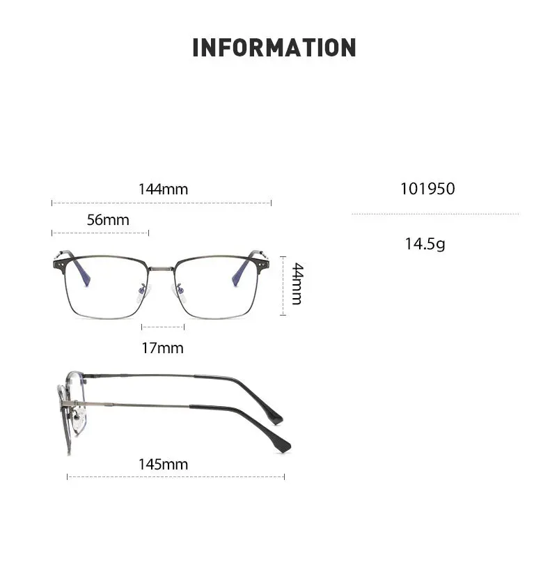 Cubojue Men's Full Rim Square Titanium Reading Glasses 101979