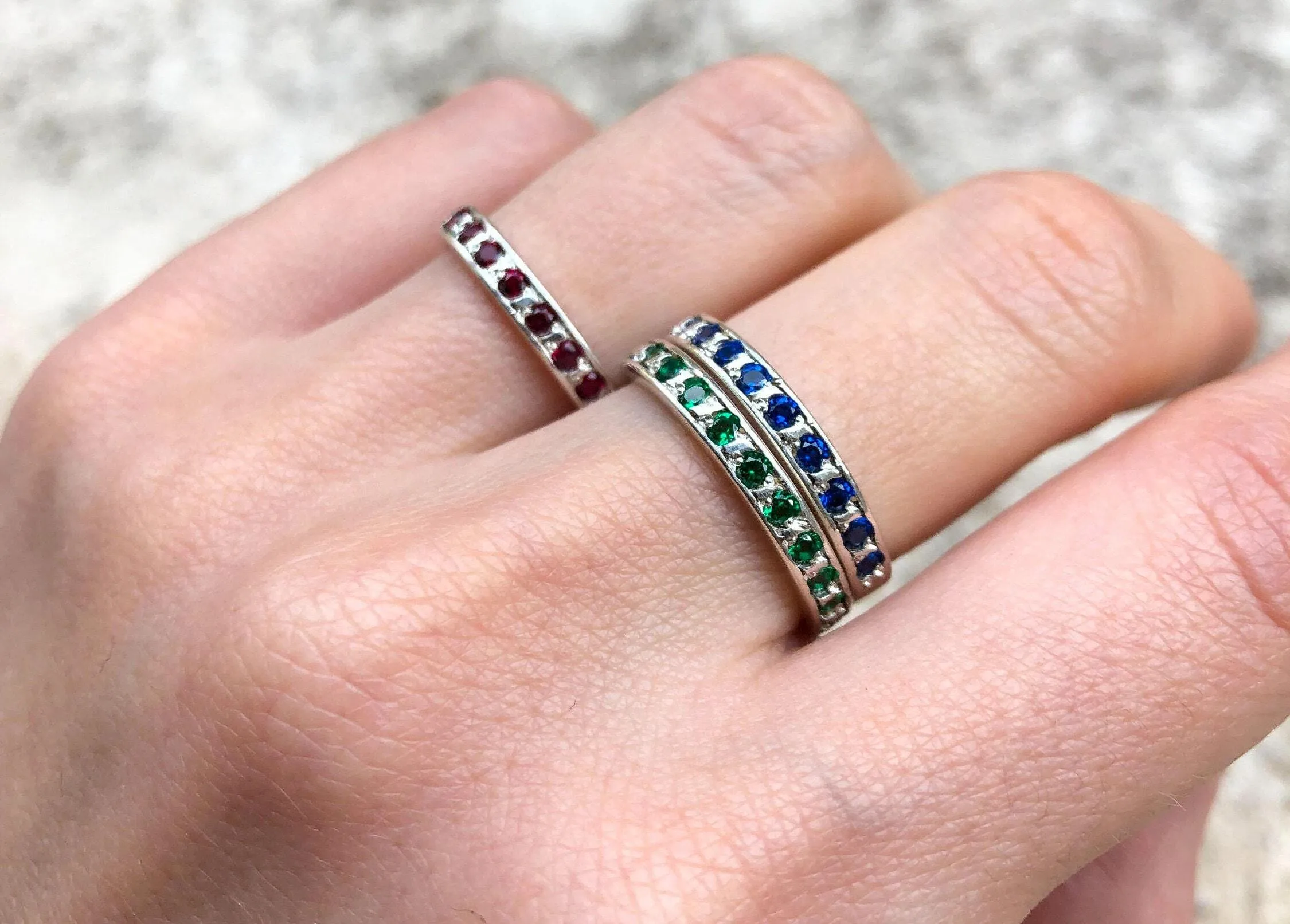 Dainty Ruby Ring - Dainty Red Band - Red Eternity Ring