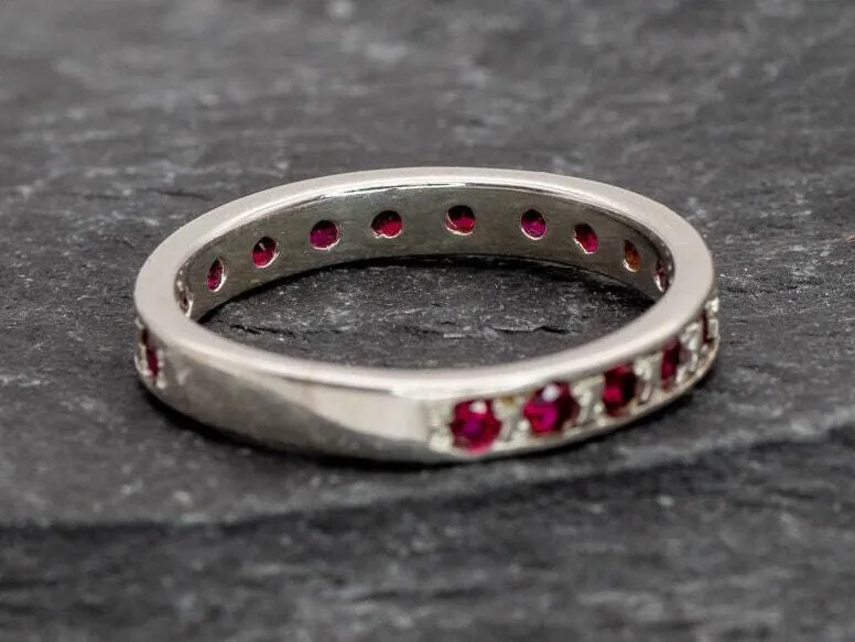 Dainty Ruby Ring - Dainty Red Band - Red Eternity Ring