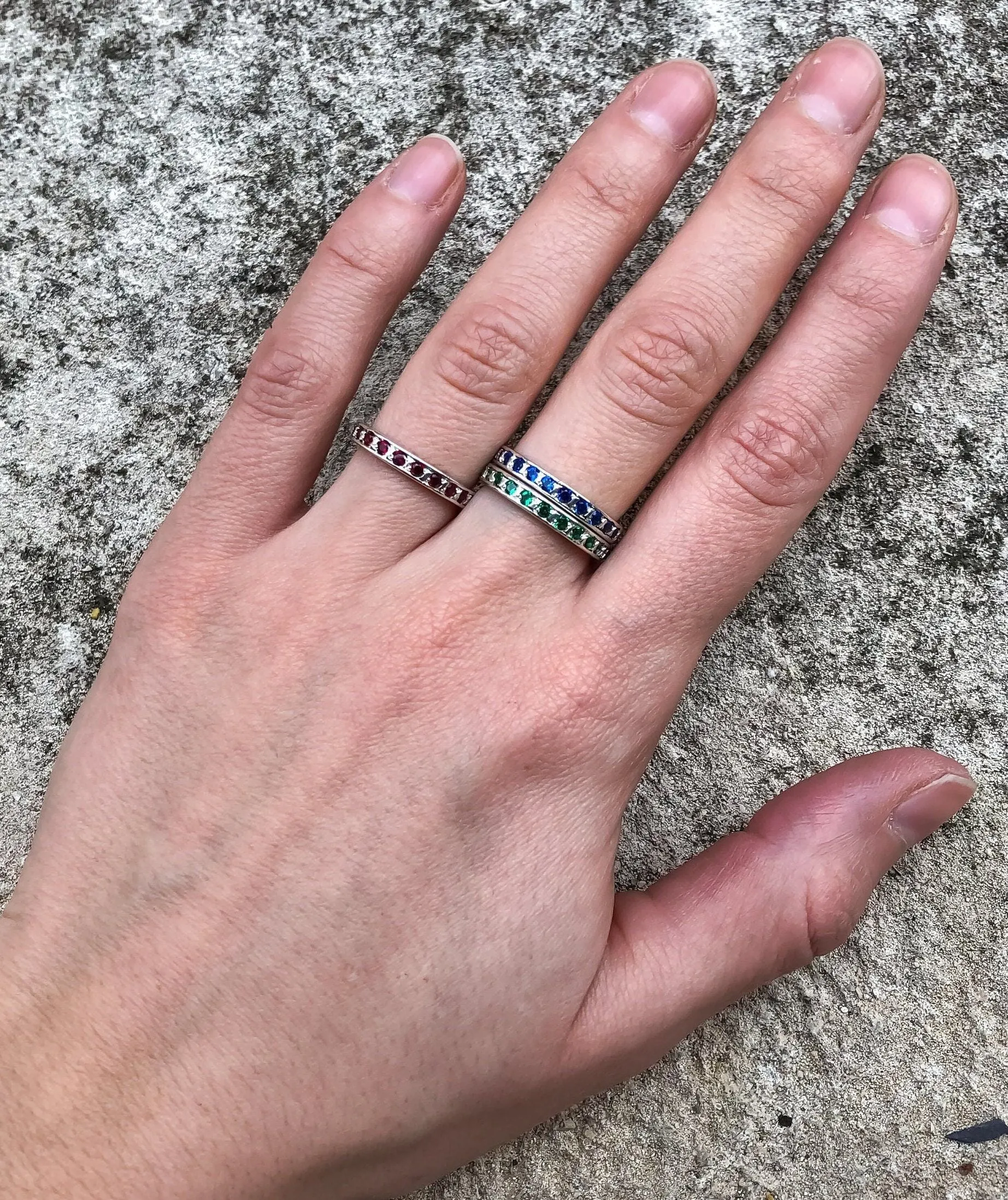 Dainty Ruby Ring - Dainty Red Band - Red Eternity Ring